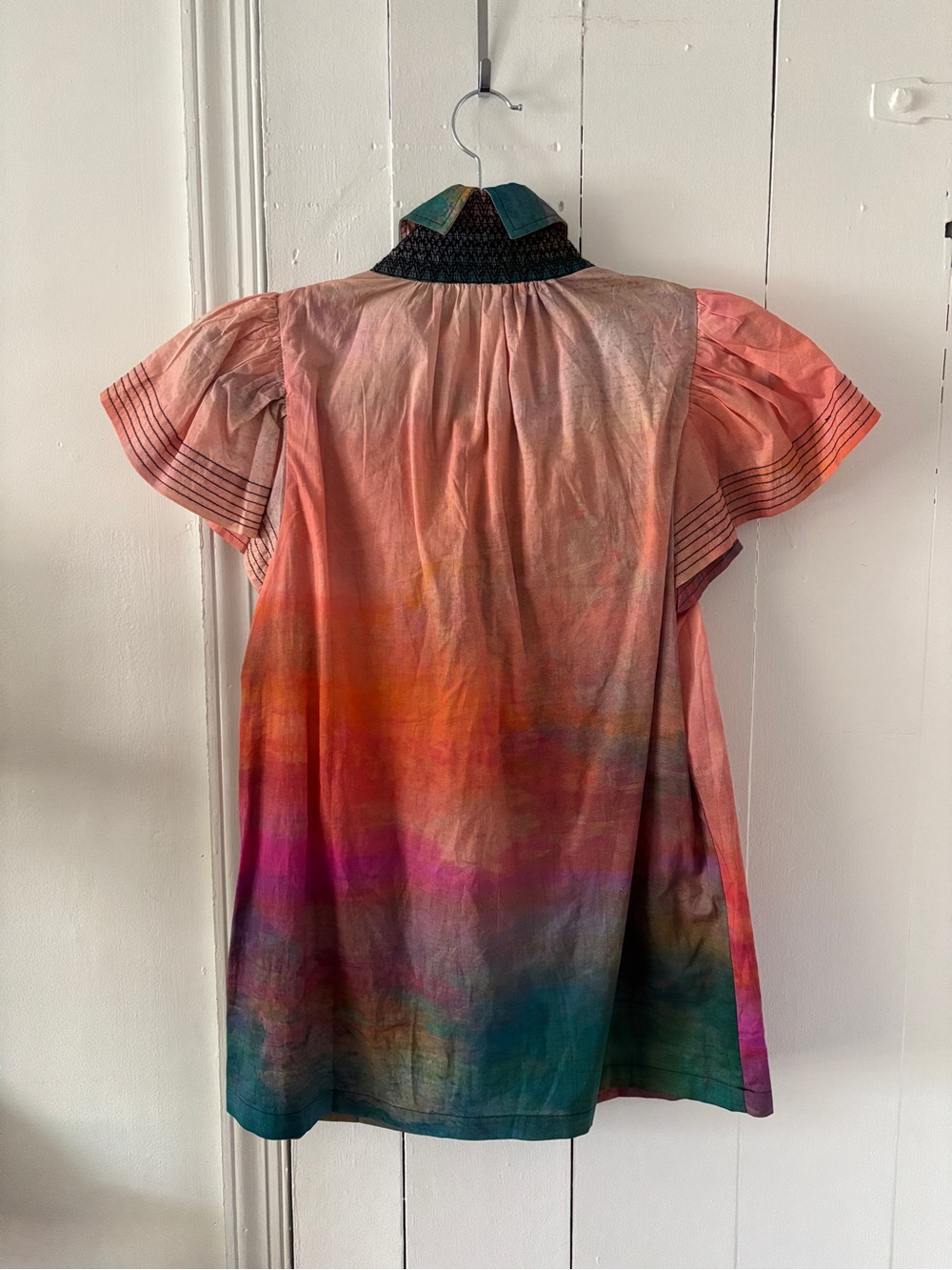 Hope for Flowers by Tracy Reese Pink Multi-Color Flutter Sleeve Cotton Top - Picture 2 of 7